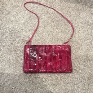 Elegant CLEMENTE Red Snakeskin crossbody purse Circa 1980